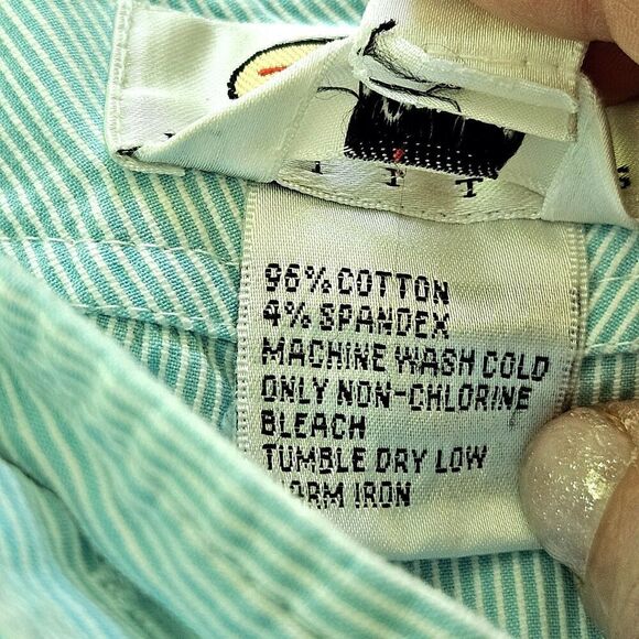 Vtg Talbots Seafoam Green Stripe Seersucker Shorts 16 PETITE Coastal Preppy - Picture 4 of 6